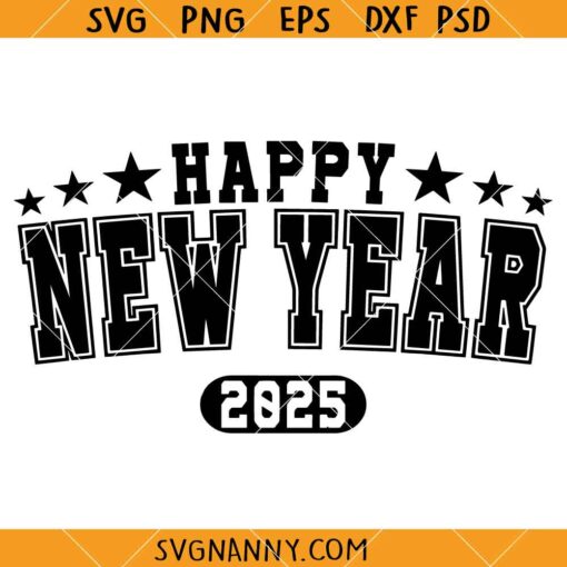 New Year 2025 SVG, New Year Varsity Font SVG, 2025 SVG