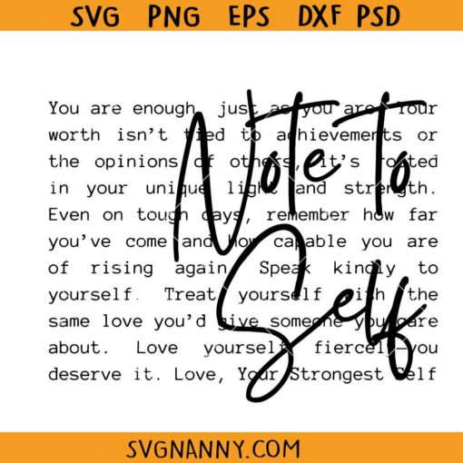 Note to self SVG, Motivational Svg, Positive Vibes SVG, School Psychologist SVG