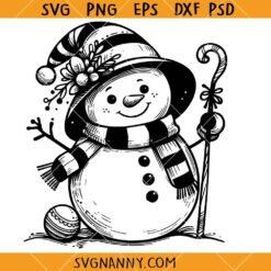 Retro cute snowman SVG, Christmas Snowman Clipart SVG, Christmas Svg