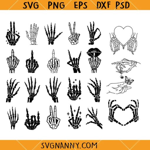Skeleton Hand Bundle SVG, Rock Hands SVG, Halloween SVG