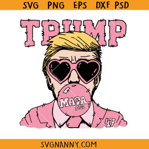 Trump blowing pink bubble gum svg, MAGA svg, Trump with gum svg, Trump legend SVG