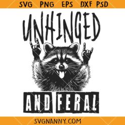 Unhinged And Feral svg, Funny Raccoon SVG, Feral Summer Svg, Raccoon Rock Hand Svg 