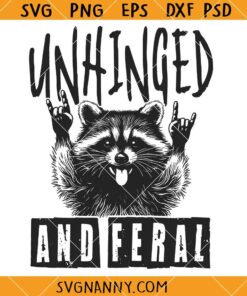 Unhinged And Feral svg, Funny Raccoon SVG, Feral Summer Svg, Raccoon Rock Hand Svg 