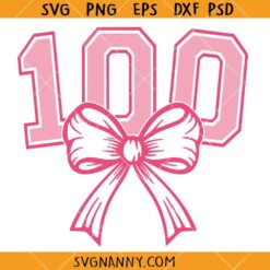 100 Days of School Coquette Bow Svg, Teacher 100th Day Of School Bow SVG