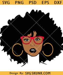 Afro black woman with earrings and sunglasses svg, African American svg, black girl magic svg