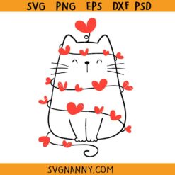Cat Valentine with heart SVG, Funny Valentine Svg, Valentines SVG