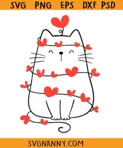 Cat Valentine with heart SVG, Funny Valentine Svg, Valentines SVG