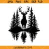 Deer forest scene SVG, Deer Forest SVG, Forest svg, Hunting Logo svg   