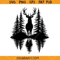Deer forest scene SVG, Deer Forest SVG, Forest svg, Hunting Logo svg   