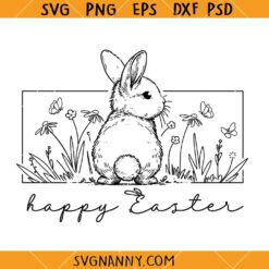 Floral Easter Bunny SVG, Easter Bunny Svg, Bunny Flower Svg, Happy Easter Svg