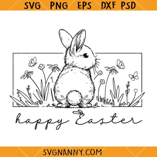 Floral Easter Bunny SVG, Easter Bunny Svg, Bunny Flower Svg, Happy Easter Svg