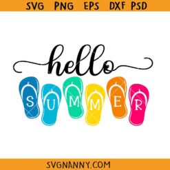 Hello summer flip flops SVG, Hello summer svg, summer sign Svg Files for Cricut