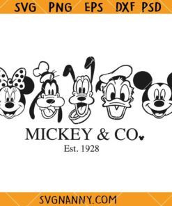 Mickey & Co. Est. 1928 SVG, Disney Characters SVG, mickey mouse and friends SVG  