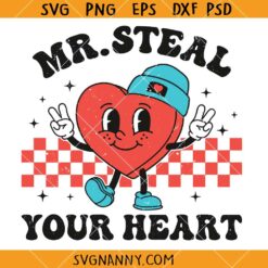 Mr Steal Your Heart checkered SVG, Boy Valentine Svg, Valentines SVG, Heartbreaker Svg