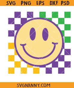 Retro Mardi Gras Smiley face SVG, Mardi gras retro svg, smile face Mardi gras svg