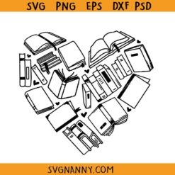 Books Heart SVG, Book Lover Heart SVG, Librarian SVG