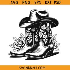 Floral Cowgirl boots SVG, Boots Floral Svg, Boots Clipart SVG, Cowboy SVG