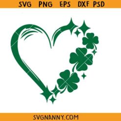 Shamrock Sparkly Heart SVG, Four Leaf Clover SVG, Lucky SVG, Happy St. Patrick’s Day SVG