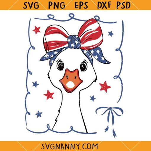 4th of July goose coquette bow SVG, Patriotic goose SVG, 4th Of July SVG, Independence Day SVG