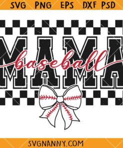 Coquette Bow Baseball mom svg, Baseball Mom SVG Retro Mama Bow SVG