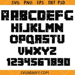 Minecraft Font Svg, Minecraft Alphabet SVG, Minecraft Font Letters SVG, Minecraft Birthday Font SVG