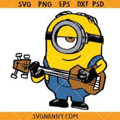 Minion with guitar SVG, Minions playing the guitar svg, Minions Svg, Humor Minions Svg