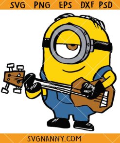 Minion with guitar SVG, Minions playing the guitar svg, Minions Svg, Humor Minions Svg