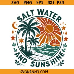 Salt water and sunshine PNG SVG, Summer shirt Png, Retro Beach Png svg, Tropical Png svg