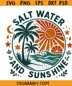 Salt water and sunshine PNG SVG, Summer shirt Png, Retro Beach Png svg, Tropical Png svg