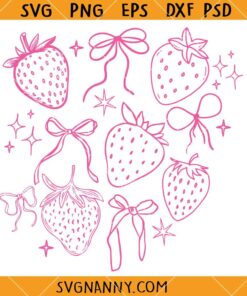 Strawberry collage coquette Bow svg, Strawberry Cup Gift Sticker SVG, Strawberry svg, Strawberry collage SVG