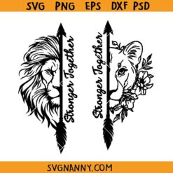 Stronger Together Half lion face SVG, Pride of Love Svg, King and Queen Svg, Royal Lion Svg