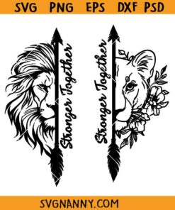 Stronger Together Half lion face SVG, Pride of Love Svg, King and Queen Svg, Royal Lion Svg