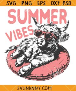 Summer Vibes Highland cow SVG, Summer Highland Cow Svg, Summer Cow Svg