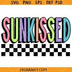 Checkered Neon Sunkissed SVG, Summer SVG, Beach Life SVG, Distressed Summer SVG