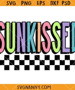 Checkered Neon Sunkissed SVG, Summer SVG, Beach Life SVG, Distressed Summer SVG