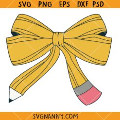 Coquette Teacher Pencil Bow SVG, Pencil Bow SVG, Coquette Pencil Bow Svg, Coquette Teacher SVG   