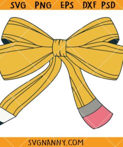 Coquette Teacher Pencil Bow SVG, Pencil Bow SVG, Coquette Pencil Bow Svg, Coquette Teacher SVG   