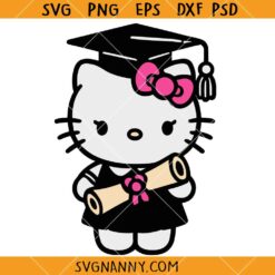 Girl Graduation Kawaii Kitty SVG, Kawaii Kitty Svg, Preschool Svg, Graduation Girl SVG 
