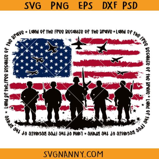 Land of the free USA flag PNG SVG, 4th of July flag SVG, Independence Day SVG