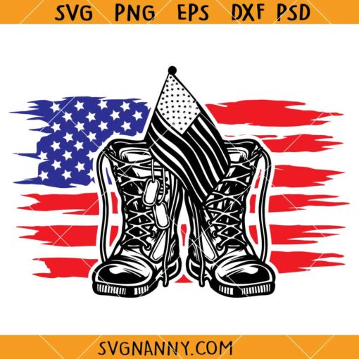 Military boots USA flag SVG, Combat boots SVG Us flag SVG, military svg, us veteran svg, soldier svg