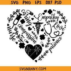 Nurse Life heart SVG, Nurse life SVG, Nurse adjectives and icons SVG PNG, Files for cutting machines