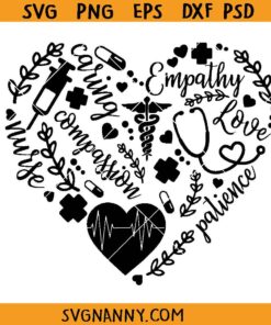 Nurse Life heart SVG, Nurse life SVG, Nurse adjectives and icons SVG PNG, Files for cutting machines
