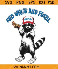 Red White And Feral raccoon svg, Merica Racoon SVG, Patriotic Possum SVG     
