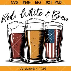 Red White and Brew SVG, American Beer Bottle Svg, July 4th Beer Svg, Patriotic Drink Svg