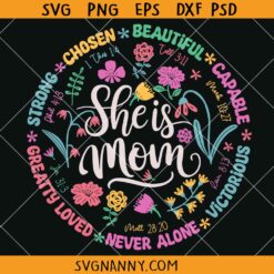 She is Mom Boho Floral png, Boho Floral mama svg, mom Definition Affirmation SVG PNG
