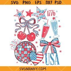 Retro Grunge USA Coquette SVG, Coquette USA SVG, 4th of July SVG, Patriotic Shirt SVG  