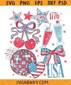 Retro Grunge USA Coquette SVG, Coquette USA SVG, 4th of July SVG, Patriotic Shirt SVG  