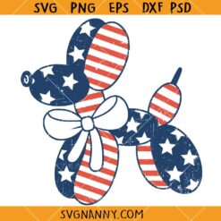 Retro Patriotic Balloon Dog SVG, Balloon Poodle svg, Dog 4th of July SVG