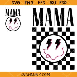 Retro checkered mama smiley face SVG, Retro Mama SVG, Mama Smiley Face SVG