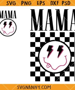Retro checkered mama smiley face SVG, Retro Mama SVG, Mama Smiley Face SVG